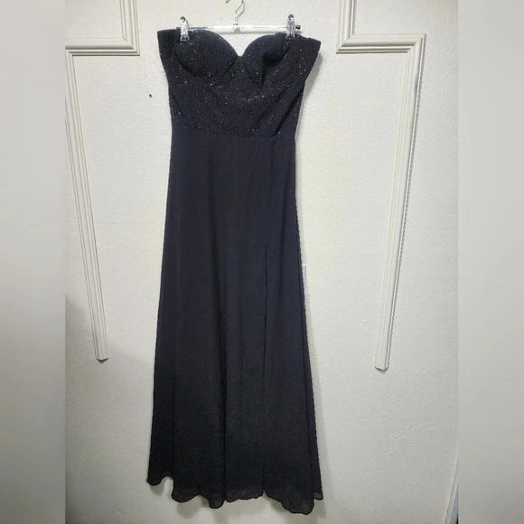 Lulus Remember This Moment Black Rhinestone Strapless Maxi Dress Party Prom - Picture 7 of 13